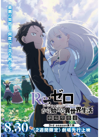 аниме Re:Zero. Жизнь с нуля в альтернативном мире (Re:ZERO -Starting Life in Another World- Season 3: Re:Zero kara Hajimeru Isekai Seikatsu 3rd Season) 13.08.24